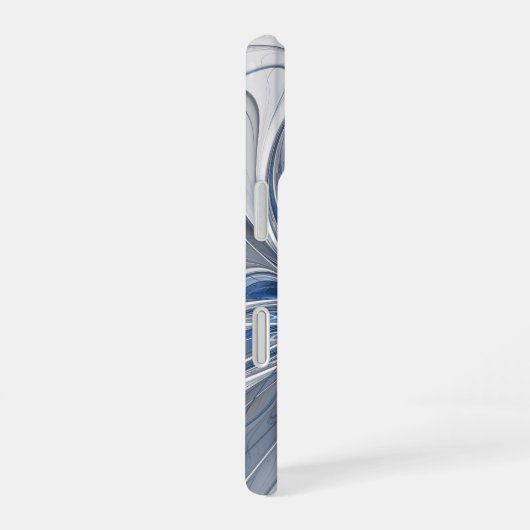 Abstract Blauw Grijs Waterverf Fractal Art Flower iPhone 16 Hoesje (Rechterkant)