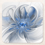 Abstract Blauw Grijs Waterverf Fractal Art Flower Kartonnen Onderzetters<br><div class="desc">Unieke fantasiebloem met tinten blauw en grijs,  abstract en elegant. Ontwerp voor uw pulpboard onderzetters en meer.</div>