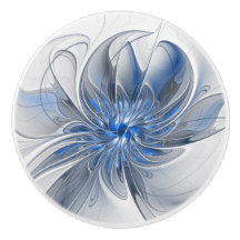 Abstract Blauw Grijs Waterverf Fractal Art Flower