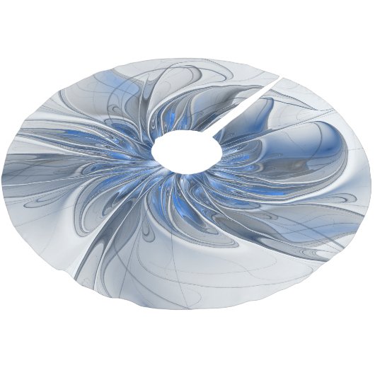 Abstract Blauw Grijs Waterverf Fractal Art Flower Kerstboom Rok (Gekanteld)