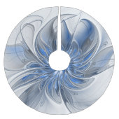 Abstract Blauw Grijs Waterverf Fractal Art Flower Kerstboom Rok (Voorkant)