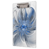 Abstract Blauw Grijs Waterverf Fractal Art Flower Klembord (Links)