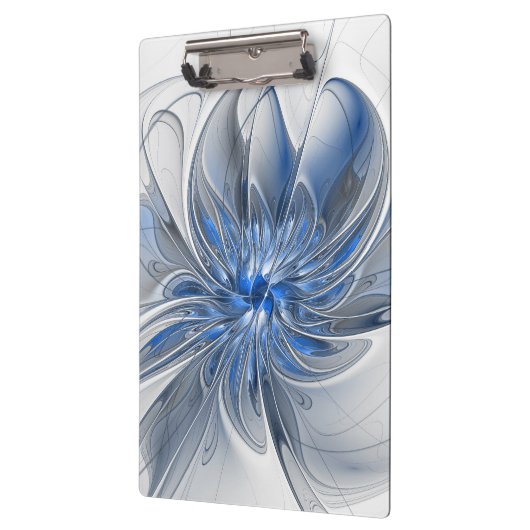 Abstract Blauw Grijs Waterverf Fractal Art Flower Klembord (Links)
