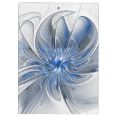 Abstract Blauw Grijs Waterverf Fractal Art Flower Klembord (Achterkant)