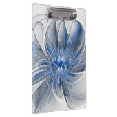 Abstract Blauw Grijs Waterverf Fractal Art Flower Klembord (Rechts)