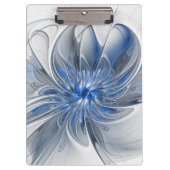 Abstract Blauw Grijs Waterverf Fractal Art Flower Klembord (Voorkant)