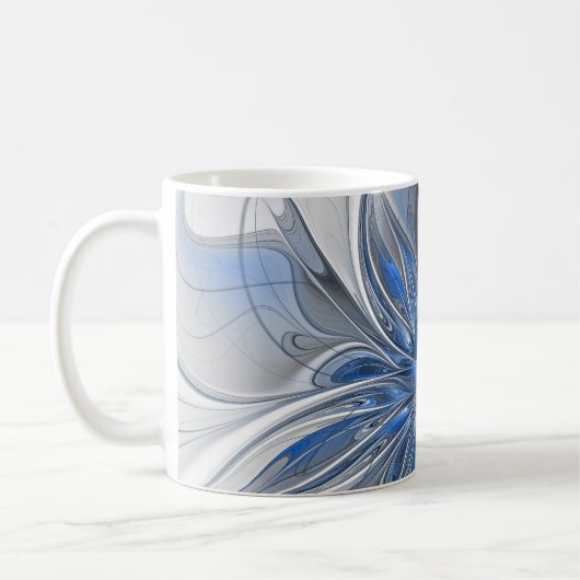 Abstract Blauw Grijs Waterverf Fractal Art Flower Koffiemok (Links)