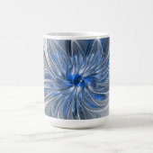 Abstract Blauw Grijs Waterverf Fractal Art Flower Koffiemok (Center)