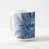 Abstract Blauw Grijs Waterverf Fractal Art Flower Koffiemok (Voorkant links)