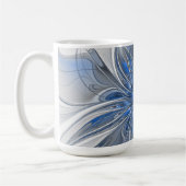 Abstract Blauw Grijs Waterverf Fractal Art Flower Koffiemok (Links)