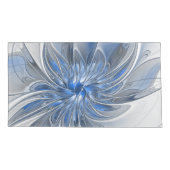 Abstract Blauw Grijs Waterverf Fractal Art Flower Kussensloop (Achterkant)