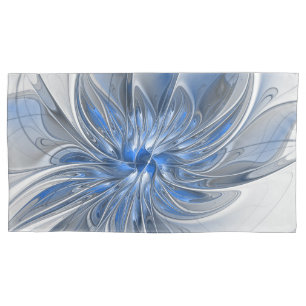 Abstract Blauw Grijs Waterverf Fractal Art Flower Kussensloop