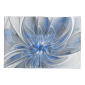 Abstract Blauw Grijs Waterverf Fractal Art Flower Kussensloop (Achterkant)