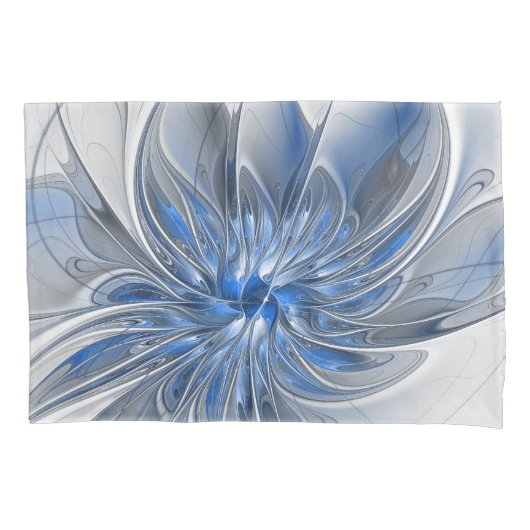 Abstract Blauw Grijs Waterverf Fractal Art Flower Kussensloop (Voorkant)