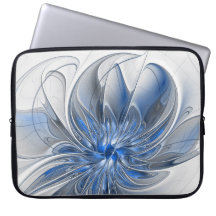 Abstract Blauw Grijs Waterverf Fractal Art Flower