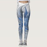 Abstract Blauw Grijs Waterverf Fractal Art Flower Leggings<br><div class="desc">Een bijzondere fantasiebloem met tinten blauw en grijs,  abstract en elegant. Ongebruikelijk ontwerp voor uw moderne bloemige leggings en meer.</div>