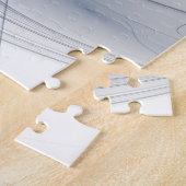 Abstract Blauw Grijs Waterverf Fractal Art Flower Legpuzzel (Zijkant)