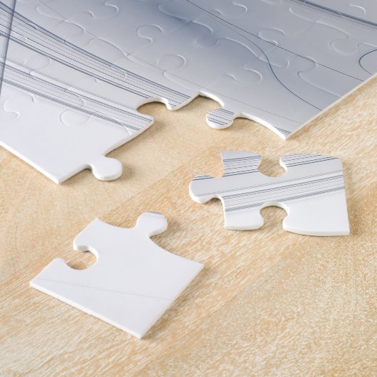 Abstract Blauw Grijs Waterverf Fractal Art Flower Legpuzzel (Zijkant)