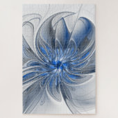 Abstract Blauw Grijs Waterverf Fractal Art Flower Legpuzzel (Verticaal)