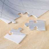 Abstract Blauw Grijs Waterverf Fractal Art Flower Legpuzzel (Zijkant)