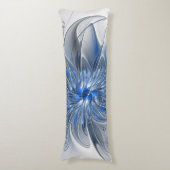 Abstract Blauw Grijs Waterverf Fractal Art Flower Lichaamskussen (Voorkant Verticaal)