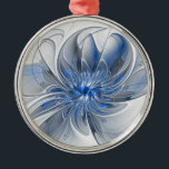 Abstract Blauw Grijs Waterverf Fractal Art Flower Metalen Ornament<br><div class="desc">Een bijzondere fantasiebloem met tinten blauw en grijs,  abstract en elegant. Ongebruikelijk ontwerp voor uw decoratieve bloemenronde metalen ornament en meer.</div>