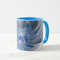 Abstract Blauw Grijs Waterverf Fractal Art Flower