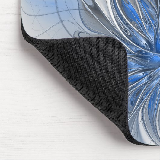 Abstract Blauw Grijs Waterverf Fractal Art Flower Muismat (Hoek)