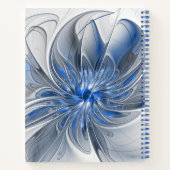 Abstract Blauw Grijs Waterverf Fractal Art Flower Notitieboek (Achterkant)