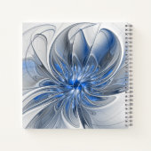 Abstract Blauw Grijs Waterverf Fractal Art Flower Notitieboek (Achterkant)