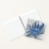 Abstract Blauw Grijs Waterverf Fractal Art Flower Notitieboek (Binnen)