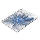 Abstract Blauw Grijs Waterverf Fractal Art Flower Notitieboek (Linkerzijde)