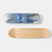 Abstract Blauw Grijs Waterverf Fractal Art Flower Persoonlijk Skateboard (Horizontaal)