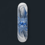 Abstract Blauw Grijs Waterverf Fractal Art Flower Persoonlijk Skateboard<br><div class="desc">Een unieke fantasiefloem met tinten blauw en grijs,  abstract en elegant. Ontwerp voor je skateboard en meer.</div>