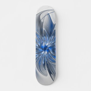 Abstract Blauw Grijs Waterverf Fractal Art Flower Persoonlijk Skateboard