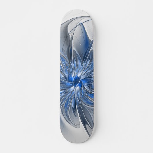 Abstract Blauw Grijs Waterverf Fractal Art Flower Persoonlijk Skateboard (Voorkant)