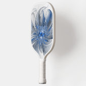 Abstract Blauw Grijs Waterverf Fractal Art Flower Pickleball Paddle (Links)
