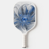 Abstract Blauw Grijs Waterverf Fractal Art Flower Pickleball Paddle (Achterkant)