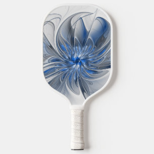 Abstract Blauw Grijs Waterverf Fractal Art Flower Pickleball Paddle