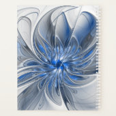 Abstract Blauw Grijs Waterverf Fractal Art Flower Planner (Achterkant)