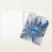 Abstract Blauw Grijs Waterverf Fractal Art Flower Planner (Display)
