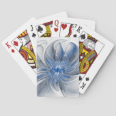 Abstract Blauw Grijs Waterverf Fractal Art Flower Pokerkaarten (Achterkant)