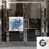 Abstract Blauw Grijs Waterverf Fractal Art Flower Raamsticker (Kantoordeur)