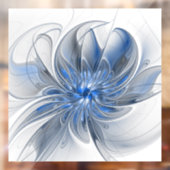 Abstract Blauw Grijs Waterverf Fractal Art Flower Raamsticker (Vel 2)