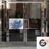 Abstract Blauw Grijs Waterverf Fractal Art Flower Raamsticker (Kantoordeur)