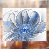 Abstract Blauw Grijs Waterverf Fractal Art Flower Raamsticker (Vel 2)