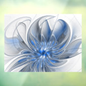 Abstract Blauw Grijs Waterverf Fractal Art Flower Raamsticker (Vel 3)