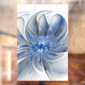 Abstract Blauw Grijs Waterverf Fractal Art Flower Raamsticker (Vel 2)