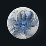 Abstract Blauw Grijs Waterverf Fractal Art Flower Ronde Button 5,7 Cm<br><div class="desc">Unieke fantasiebloem met tinten blauw en grijs,  abstract en elegant. Ontwerp voor uw ronde knop en meer.</div>