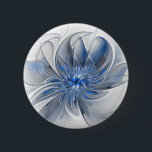 Abstract Blauw Grijs Waterverf Fractal Art Flower Ronde Button 5,7 Cm<br><div class="desc">Unieke fantasiebloem met tinten blauw en grijs,  abstract en elegant. Ontwerp voor uw ronde knop en meer.</div>